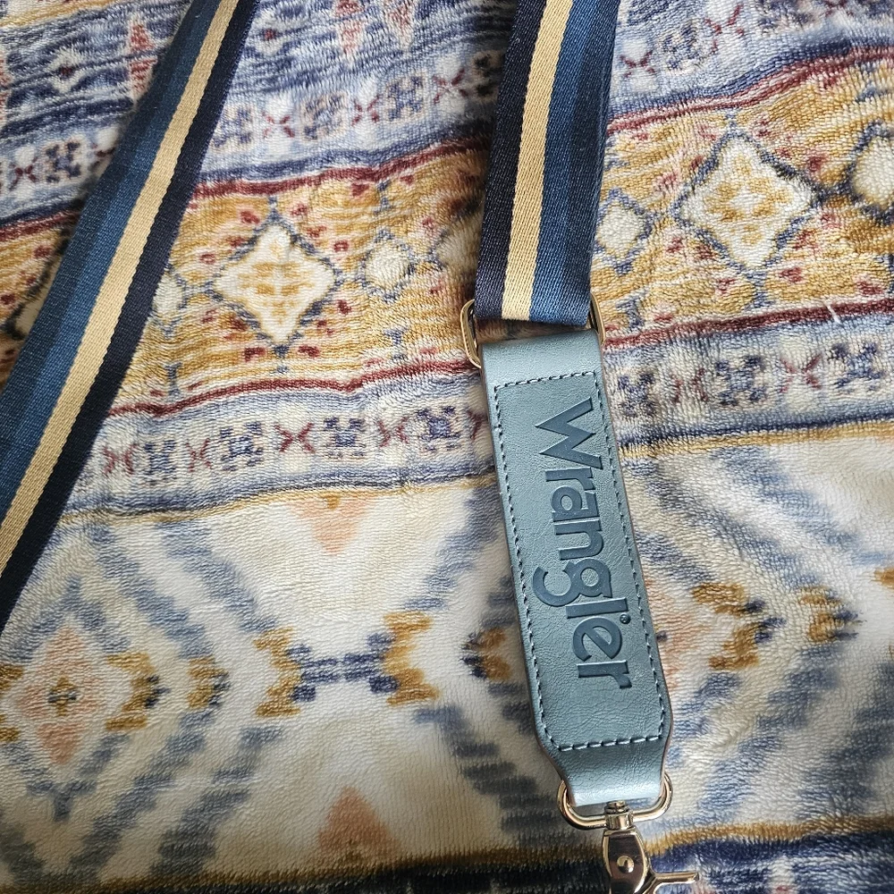 WRANGLER Like New Colorblock Cross Body 2-in-1Leather Purse/Bag Blue/white (348) - Picture 6 of 16